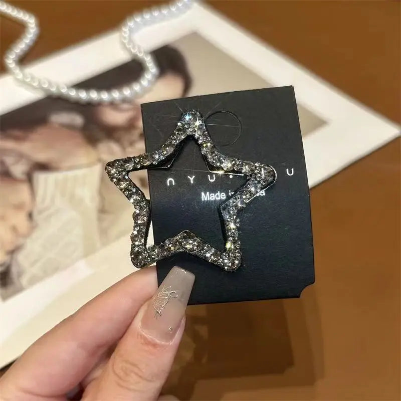 4pcs Full Diamond Five-pointed Star Back Head Hairpin Broken Hair Finishing Headdress Grab Clip Rhinestone Hairp