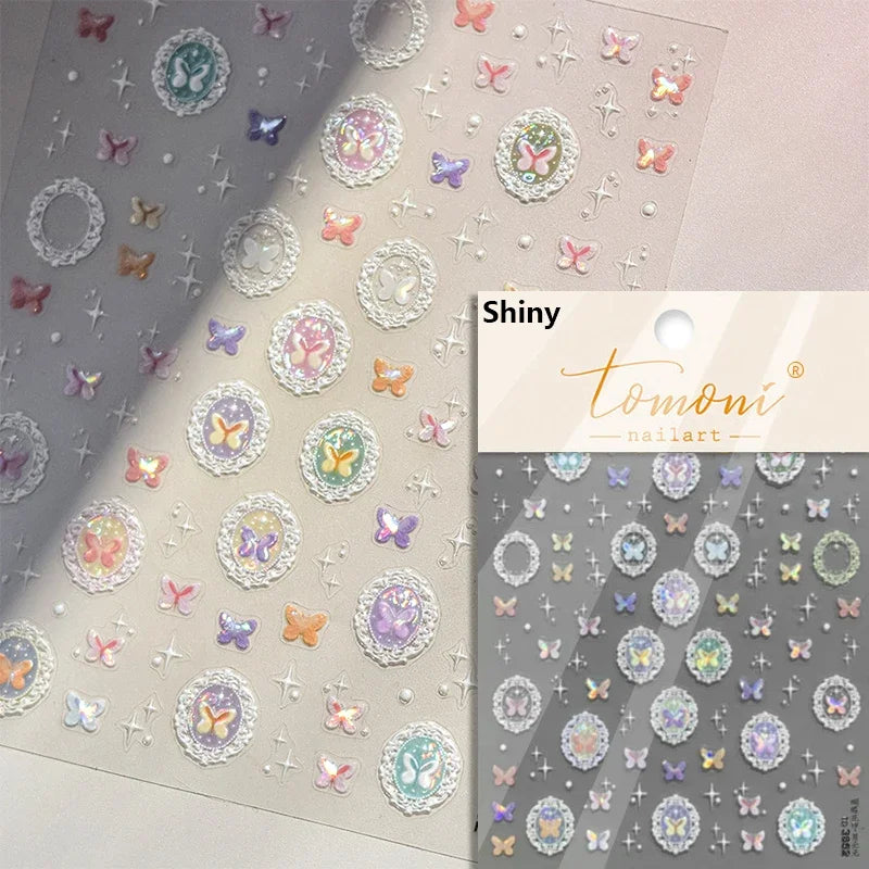 1piece 5Dcute tulip flower nail stickers high quality self-adhesive embossed nail art decals for girls summer decoration sticker