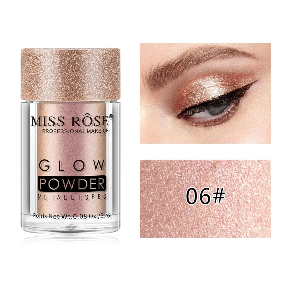 MISS ROSE Single Colour Pearl Diamond Glitter Eyeshadow Make-up High Lighter Shiny Shimmer Brighten Eye Shadow Powder Cosmetics