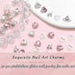 40PCS Pink Nail Charms 3D Heart Charms Valentine's Day Silver Starlight Nail Decorations Shiny Nail Gems Rhinestone Multi Style