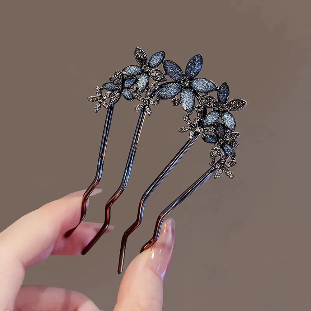 1Pc Pearl Flower U-Shaped  Hair Clips for Women Elegant Style Metal Forks Vintage Pearl Hairpins Hair Styling Tools Gifts