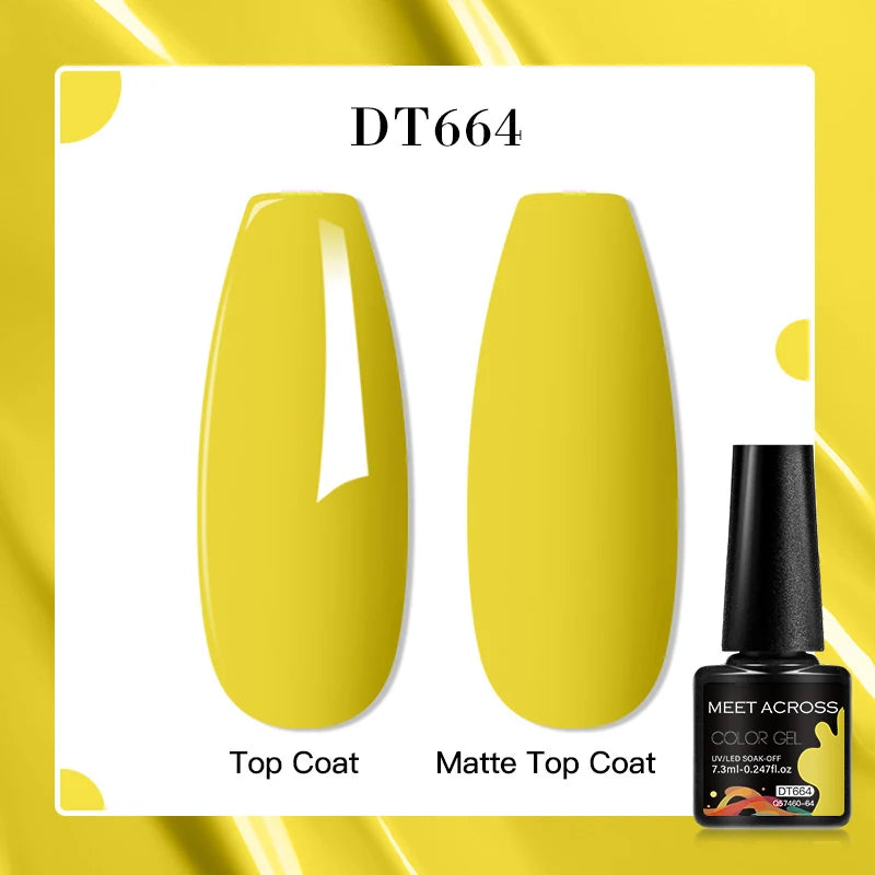 MEET ACROSS 160 Colors 7.3ml Gel Nail Polish Vernis Glitter Sparkly Semi Permanent Soak Off LED UV Gel Varnish Nail Art Manicure
