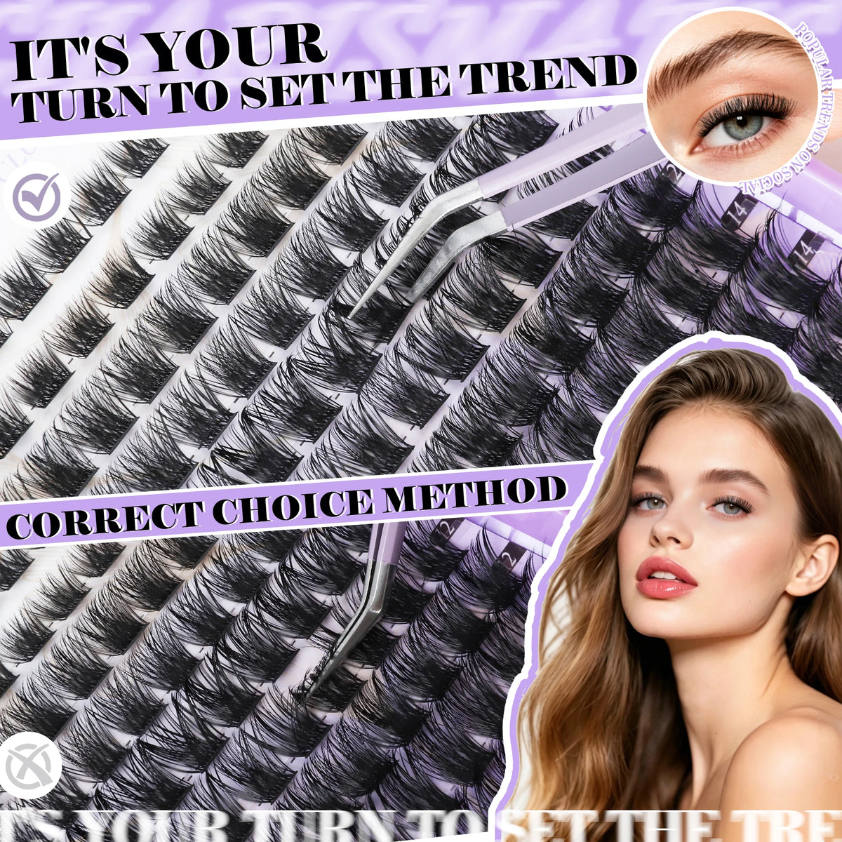 IEEYEEY Wispy Thick Lashes Clusters Natural Fluffy Segmented Lashes 3D Individual Volume Lash 8-16mm Mixed DIY Eyelash Extension