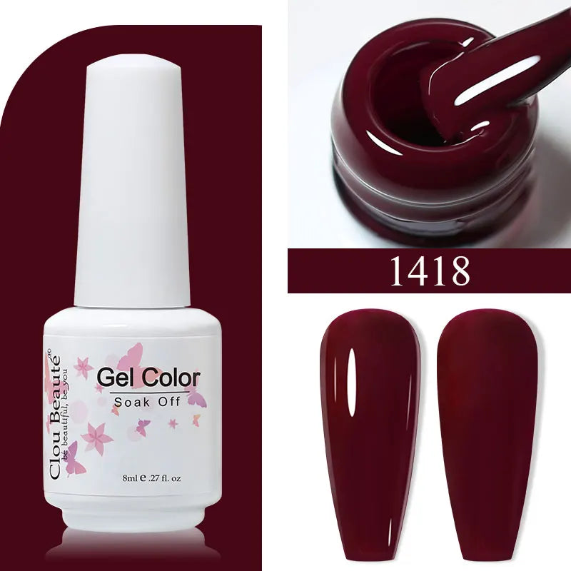 Clou Beaute 8ml Gel Polish Colorful Glitter UV Nail Gel Vernis Semi Permanent Glass Bottle Blue Green White Soak Off Gel Nail
