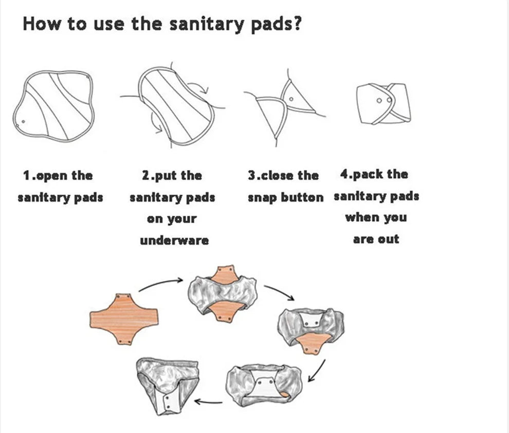 [Sigzagor]1 XXL Cloth Menstrual Pad Sanitary Bamboo Charcoal Reusable Overnight Post Partum 16in