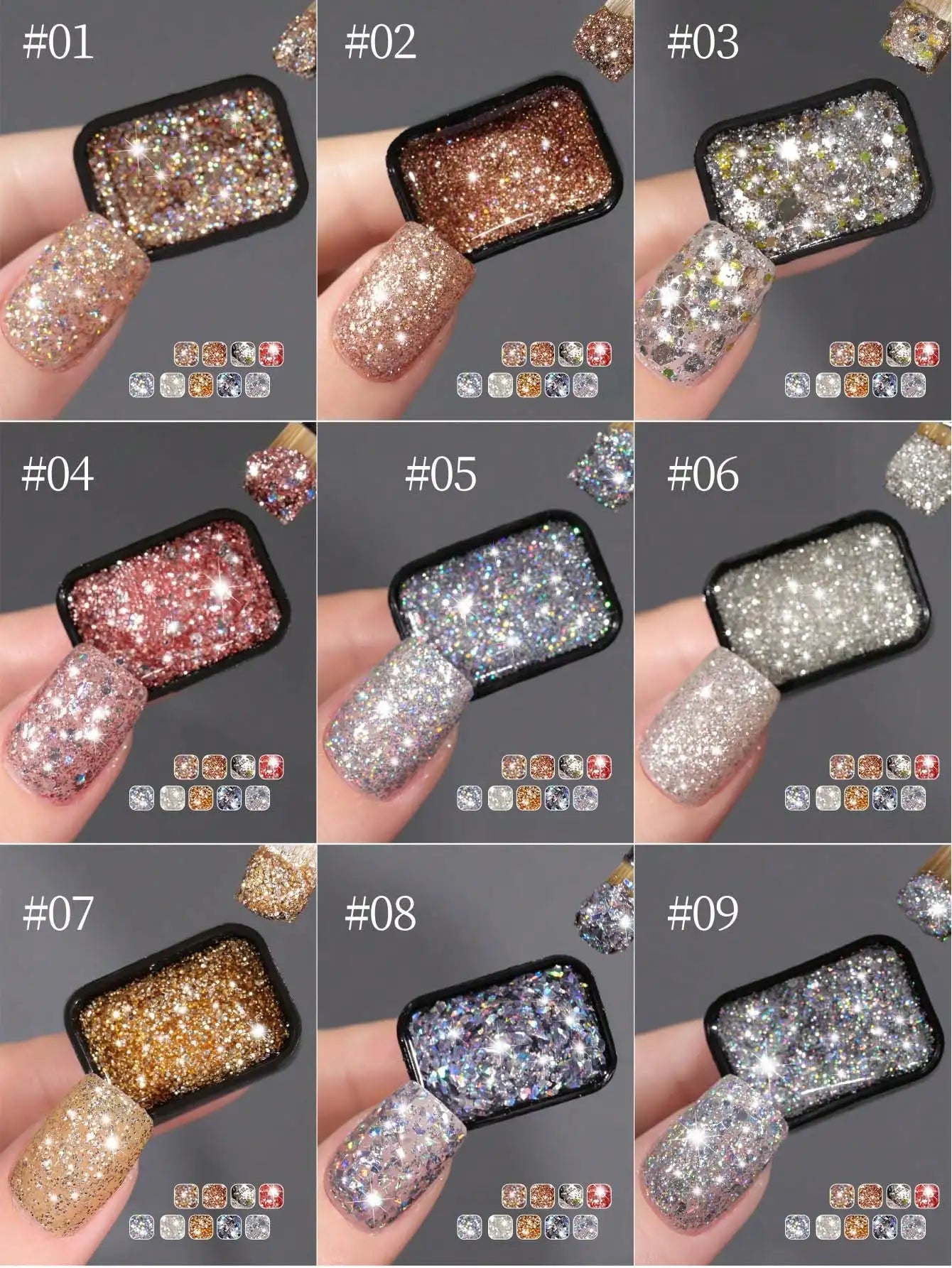9 Colors Starburst Galaxy Series Glitter Solid Adhesive Gel Nail Polish Semi Permanent Soak Off UV LED For Nails Salon DIY