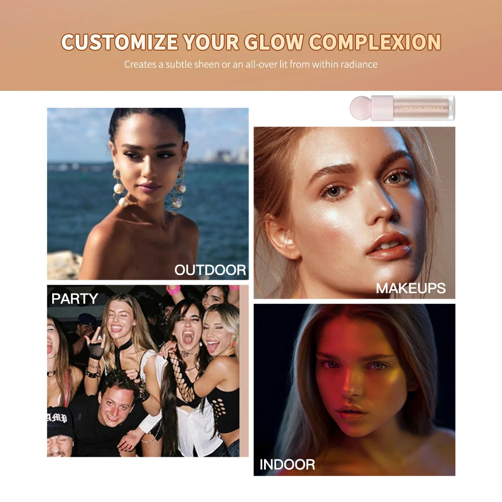 4 Colors Liquid Highlighter Brighten Skin Tone Highlighter Lightweight High Glossy Finish Natural Glow Liquid Luminizer Makeup