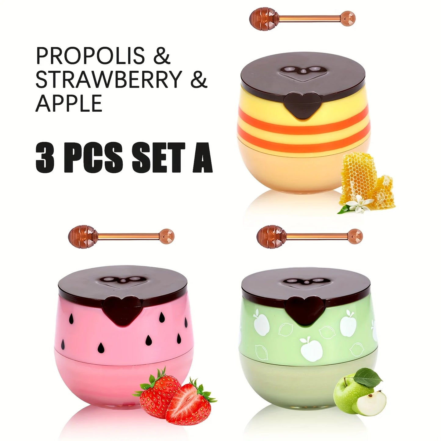 Lip Mask Honey Pot, Moisturizing Lip Mask with Brush, Lip Sleeping Mask Overnight, Hydrating Lip Balm, Lip Mask Propolis