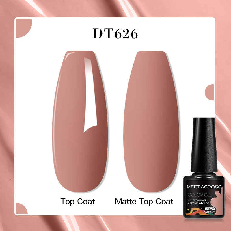 MEET ACROSS 160 Colors 7.3ml Gel Nail Polish Vernis Glitter Sparkly Semi Permanent Soak Off LED UV Gel Varnish Nail Art Manicure
