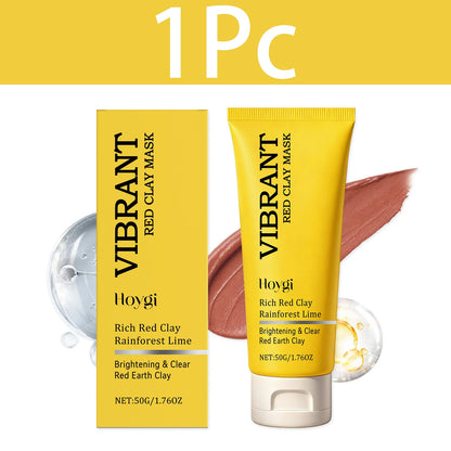HOYGI Red Clay Mud Mask Deep Cleansing Oil Control Balance Antioxidan Shrink Pores Remove Blackheads Refreshing Facial Mask