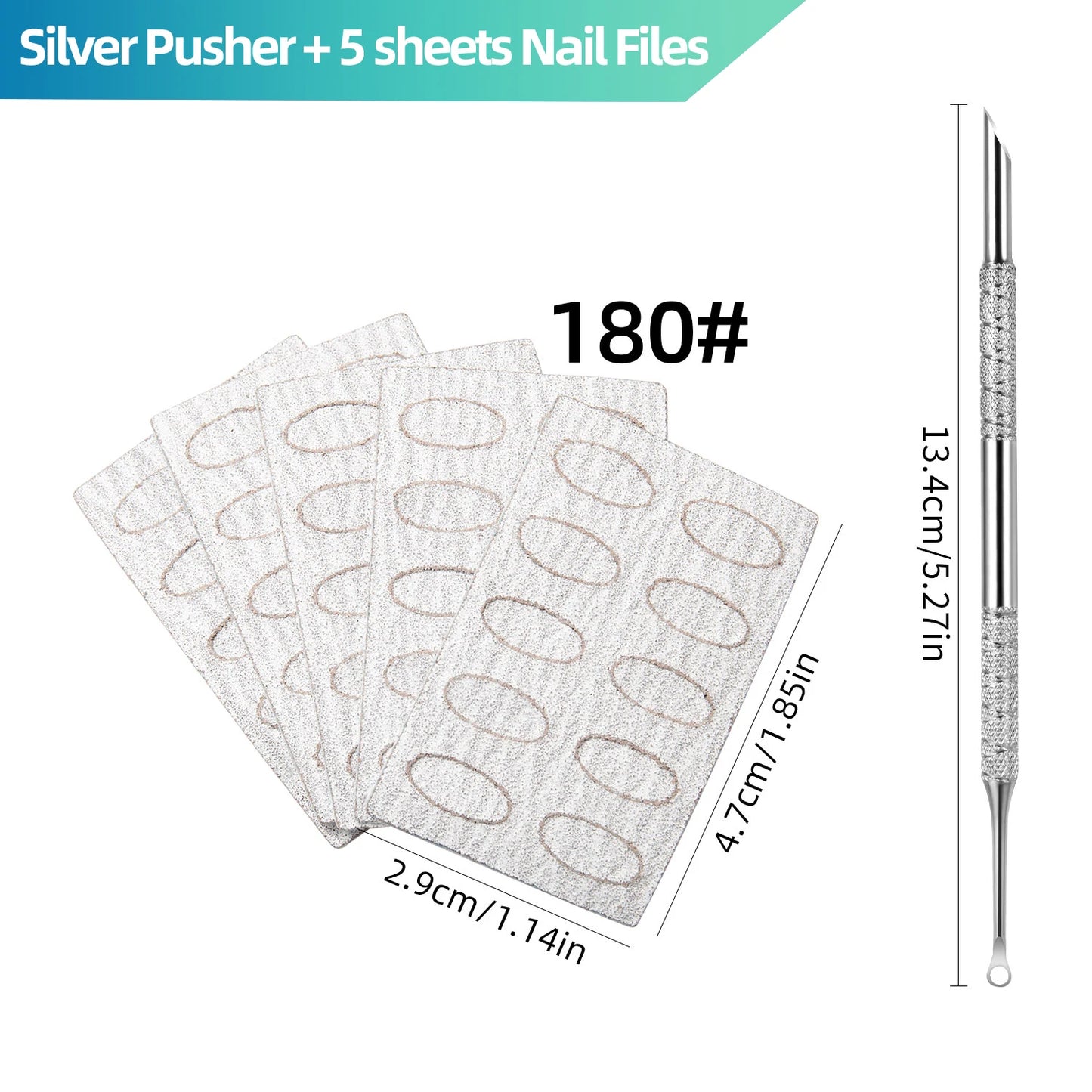 Double-Tip Stainless Steel Cuticle Pusher Grinder Circular Beveled Edge Gentle Dead Skin Removal Nail Tool Manicure Cuticle Care