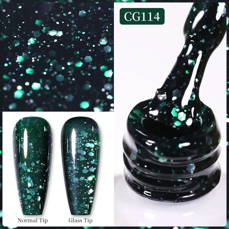 BORN PRETTY 10ml Sparkling Glitter Reflective Gel Nail Polish Sparkly Holo Shiny Pink Silver Black Gel Nail Art Salon Varnish