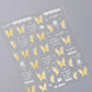 Shiny Jelly Butterfly Charming Golden Gradient Bowknot 5D Self Adhesive Nail Art Sticker Flower Petal Rhinestone Manicure Decals
