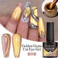 PUENTE 7.5ML Golden Gems Cat Magnetic Gel Nail Polish Pink Brown Blue Colors Golden Glitter Cat Eye Soak Off UV Nail Art Varnish