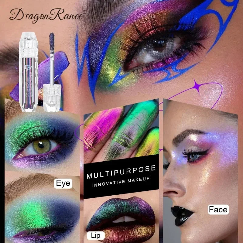 Metallic Discoloured Eye Shadow Purple Green Glitter Eyeshadow Makeup Chameleon Eyeshadow Liquid Polarized Colorful Cosmetics