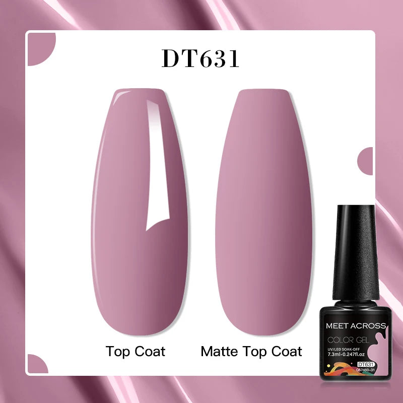 MEET ACROSS 160 Colors 7.3ml Gel Nail Polish Vernis Glitter Sparkly Semi Permanent Soak Off LED UV Gel Varnish Nail Art Manicure