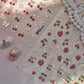 Lovely Red Fruit Strawberry Cherry Bowknot Love Heart Star Silk Ribbon 5D Nail Art Stickers Chic Self Adhesive Manicure Decal