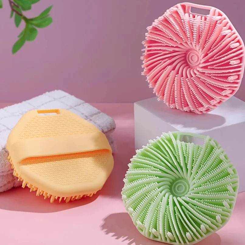 1pc Soft Silicone Exfoliating Brush Cleanser Manual Body Cleansing Scrubber Shower Gentle Massage Bath Brush Bathroom Accessorie