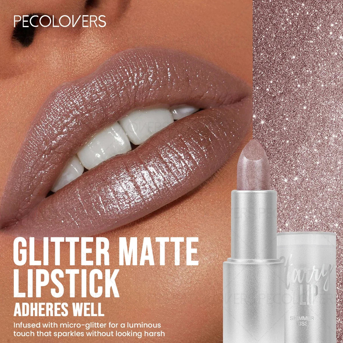 1PC Glitter Pearl, Various Shades, Cream Texture, Non-stick Cup, Sparkling Lipstick, Suitable for Christmas, Halloween Makeup