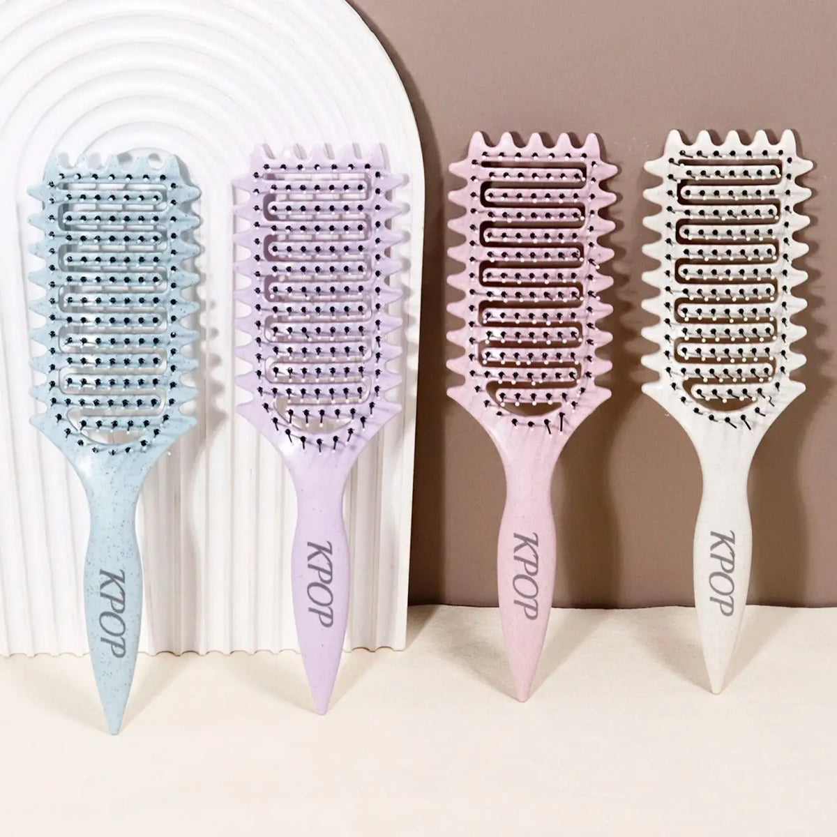 KPOP Curling Brush - Nylon bristles and ABS handle for creating curly hair styling Special for real hair wigs