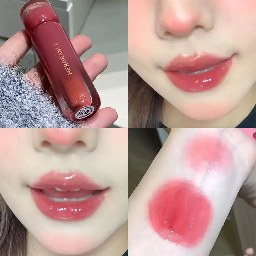 Tulip Pink Lip Glaze Mirror Water Lip Gloss Moisturizing Liquid Lipstick Long-Lasting Shiny Lip Gloss Student-Friendly Cosmetics