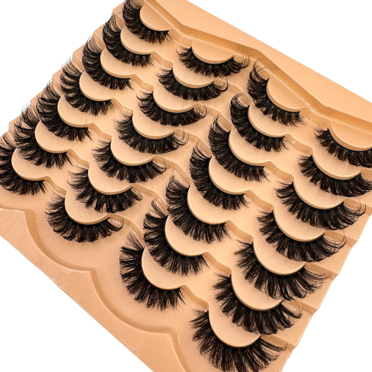 AMSDCN 14 Pairs 3D Lashes Fluffy False Eyelashes Thick Volume Cat-Eye Faux Lashes Natural Long Wispy Lashes Extension Pack