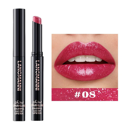 10Color Diamond Glitter Velvet Lipstick Long Lasting Moisturizing Shiny Pearlescent Sexy Red Lipgloss Lip Sticks Makeup Cosmetic