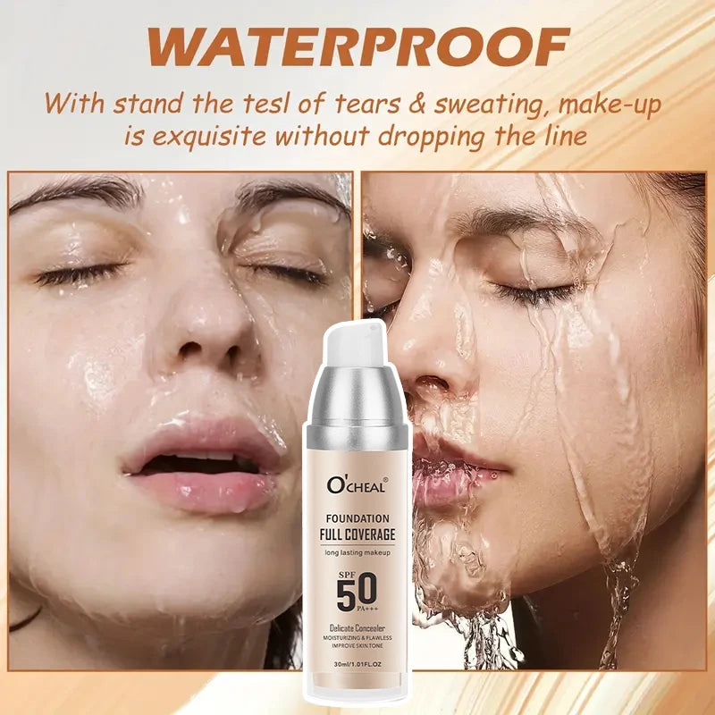 Color Changing Liquid Foundation,Waterproof Concealer,Full Coverage Moisturizing Oil-Control Whitening Cosmetics Lasting Makeup