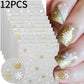 12sheets Laser Sliver Snowflakes/snowballs 3D Christmas Nail Art Decals Dreame Laser Santa Claus Snowman Nail Stickers Charms﻿