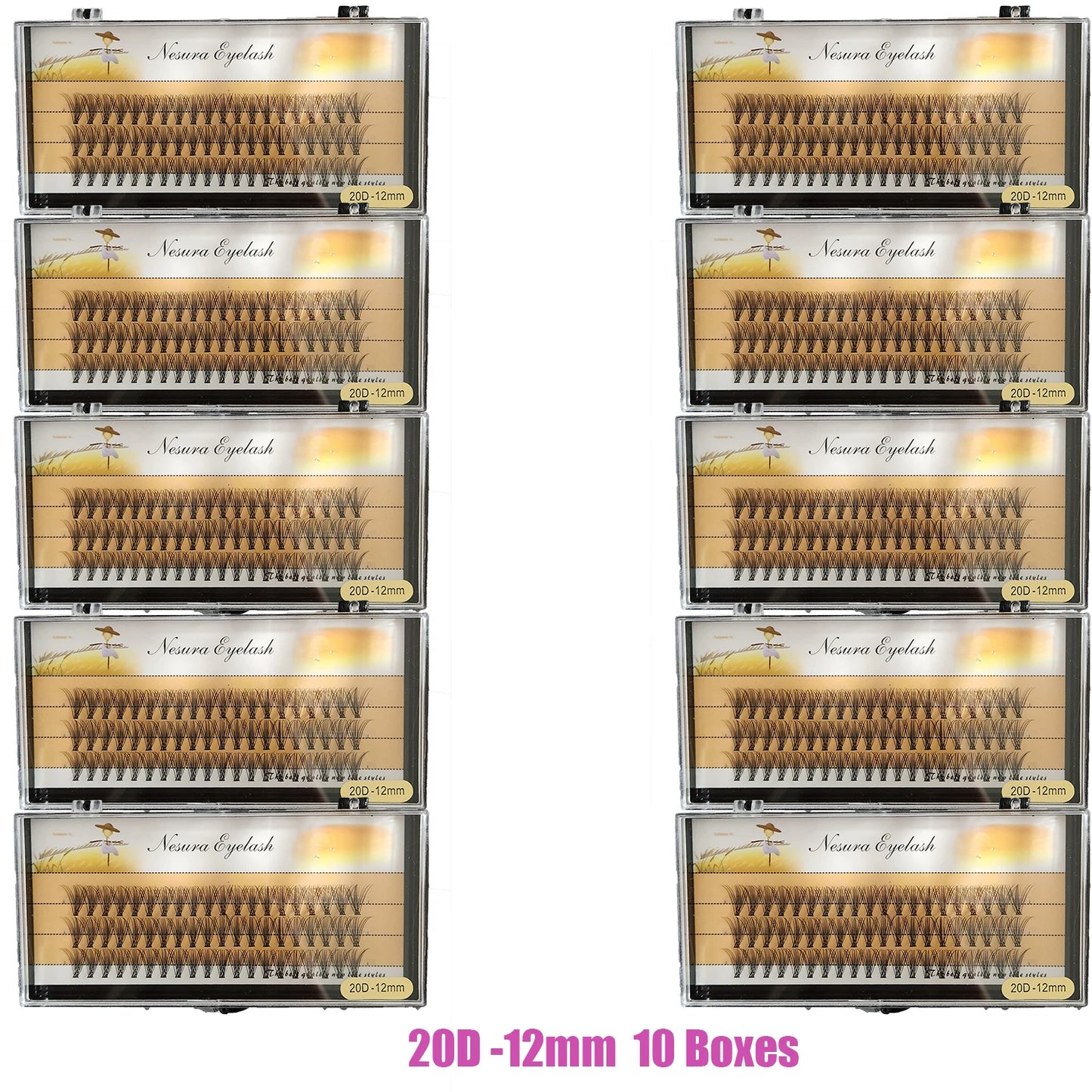 Sackvis10pcs/lot Cluster Eyelashes 3 Rows 10D/20D/30D/40D Natural Style Individual Eyelash Bundles Handmade Supplier