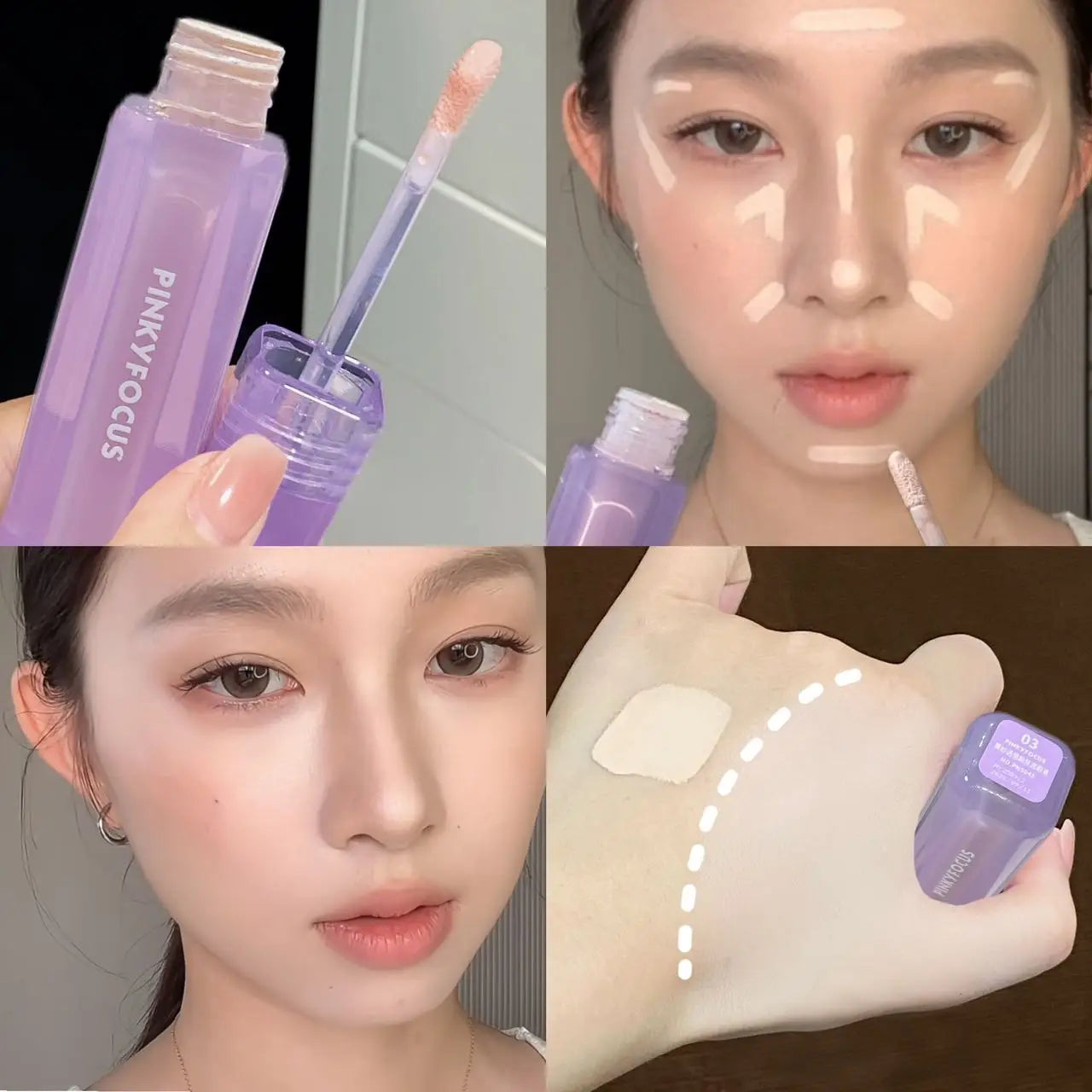 Pinkyfocus Misty Sheer Skin-Fusing Concealer Liquid Is Moisturizing, Clear and Refreshing, Natural and Three-Dimensional Brightening, Long-Lasting and Not Easy to Come Off, Concealer Foundation Liquid