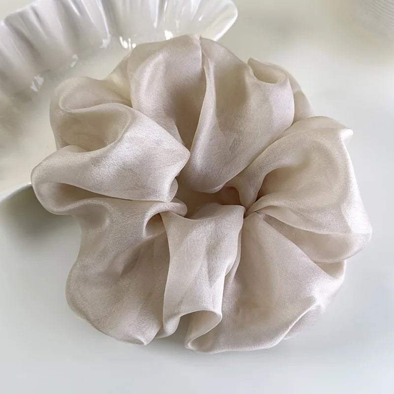Retro French Large Hair Scrunchies Solid Color Headbands Spring/Summer Sweet Head Rope Female Tie Hair Rubber Bands for Womens