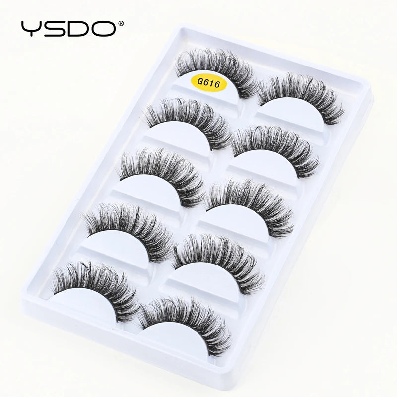 YSDO Eyelashes 3/5 Pairs Natural Long 3D Mink Lashes Fluffy Volume Mink False Eyelashes Cruelty Free Wispy Lashes Makeup Cilios