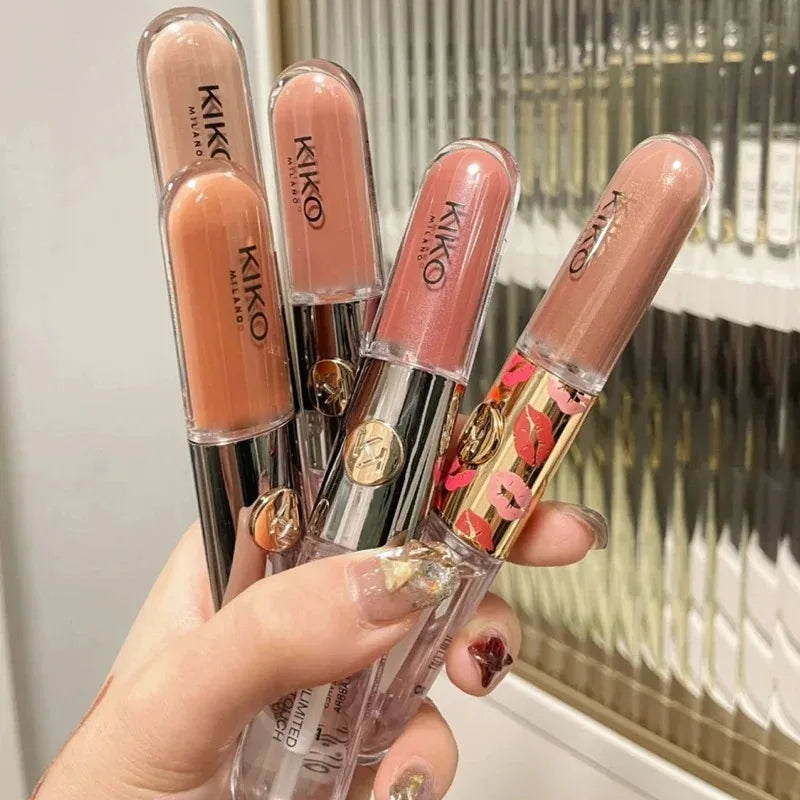 Hot Kiko Double Headed Lipstick Transparent Mirror Lip Gloss Non Fading Oil Sexy Rich Lip Gloss Milk Tea Bean Paste Naked Makeup