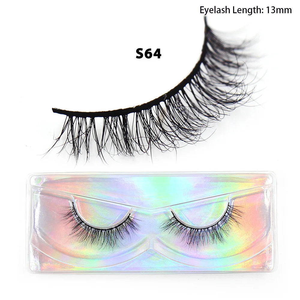 LEHUAMAO Maquiagem Short Natural Soft Mink Lashes Volume Fluffy Wispy Lashes 12mm-15mm False Eyelashes Eyelash Extensio Makeup