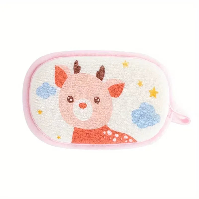 Baby Bath Sponge,Children Scrub Bath Towel, Cartoon Cleaning Brush for Kids Toddlers Newborns, Shower Head Hair Washing Massage