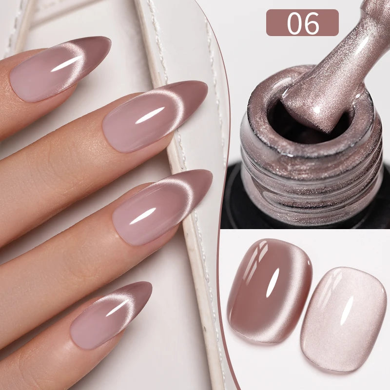 7.5ML Black Cat Eye Magnetic Glitter Gel Nail Polish Ultra-Bright Black Shine Long-Lasting Soak Off UV Nail Art Varnish Manicure