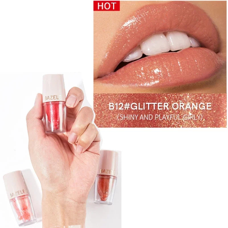 High Quality 14 Color Mirror Pearl Lipstick Lip Gloss Cosmetic Non-stick Cup Moisturizing Shine Glitter LipGloss Lip stick Women