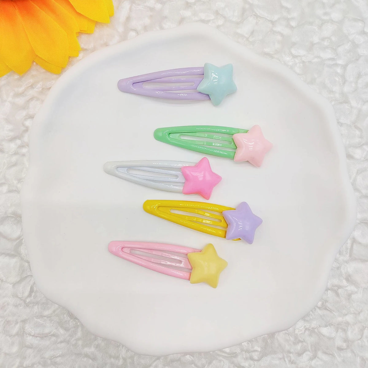 1/2/5 Pcs Y2K Hairpin Yellow Star Designs Bangs Side Clip Blue BB Barrettes Hair Snap Clips Summer Girls Hair Accessories