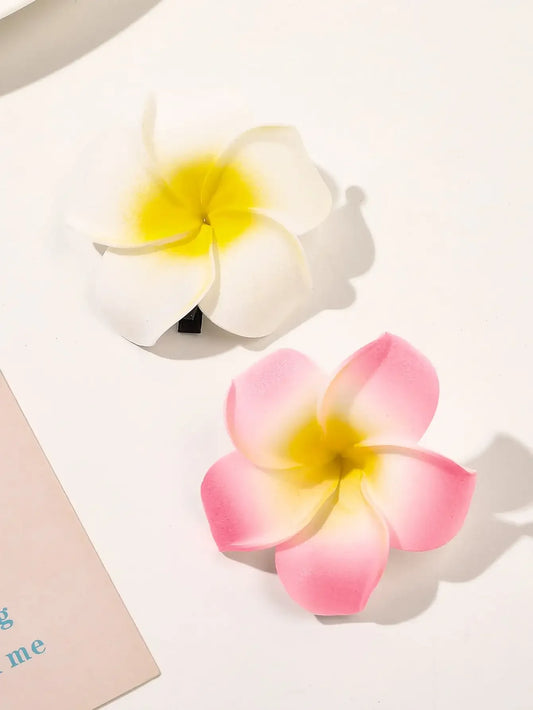 2pcs Boho Style Oversized Faux Flower Hair Clip Set, Elegant Beach Side-Bang Decor Headpieces Claw Clips Hair Claws Hair Barrettes, School Stuff, Pink Hair Clips, Vacation Outfits Woman, Girly, Hair Accessories, Valentines Ac