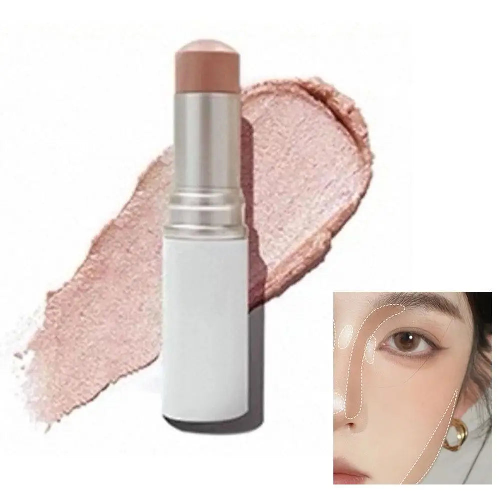 10g Highlighter Stick Sheer Shimmer Color Cream Blush Stick Long Lasting Sweat Proof Portable Twist Up For Face Cheeks Eyes