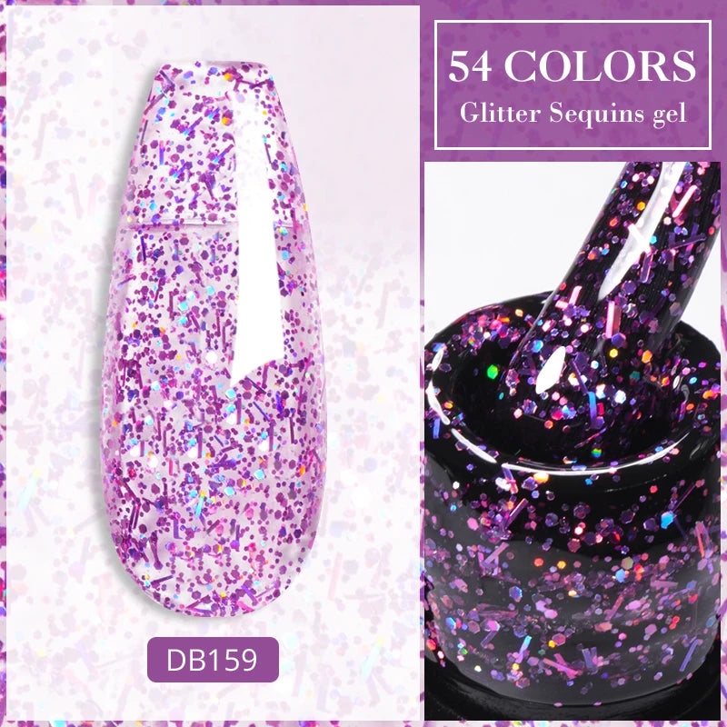 7ml Champagne Gold Sliver Reflective Nail Gel Polish Sparkling Shining Glitter Pink Red Nail Supplies Semi Permanent Gel Varnish
