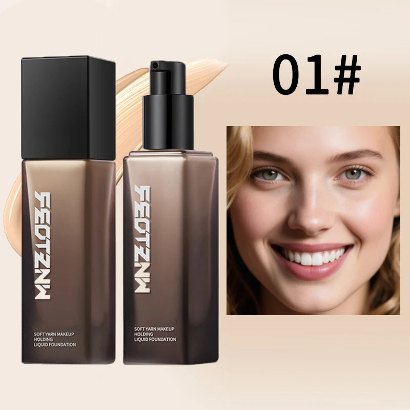 Feotznw foundation concealer, non-sticky powder, makeup primer, transparent foundation, conceals blemishes, women's cosmetics