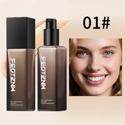 Feotznw foundation concealer, non-sticky powder, makeup primer, transparent foundation, conceals blemishes, women's cosmetics
