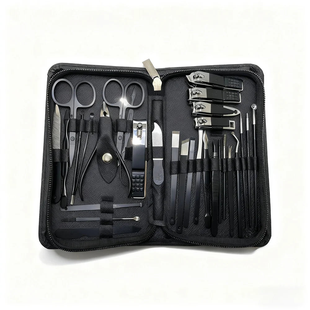 30pcs Blue Red Gradient Nail Clipper Set Nail File Remover Tool tainless Steel Manicure Tool Kit with Storage Box Gifts