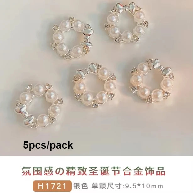 Flat Pearl Wreath Star Bowknot Butterfly Rhinestones Christmas Koi Metal Alloy Jewelry Nail Art Decorations Manicure Accessories