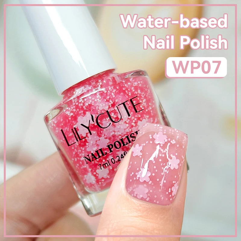 LILYCUTE 7ml Water-Based Nail Polish 40 Colors Long Lasting Quick Drying No Need of Lamp to Cure Nail Supplies For Nail Manicure