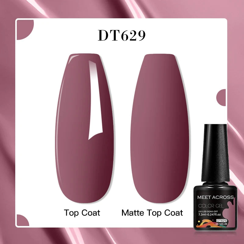 MEET ACROSS 160 Colors 7.3ml Gel Nail Polish Vernis Glitter Sparkly Semi Permanent Soak Off LED UV Gel Varnish Nail Art Manicure