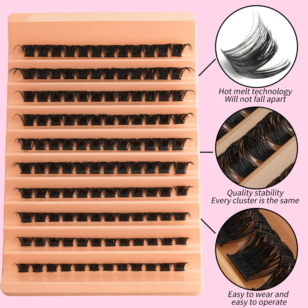 8-16MM Individual Cluster Lashes Set Natural Faux Mink Lashes Reusable DIY Tray Lash Extension Thick Volume False Eyelashes Kit