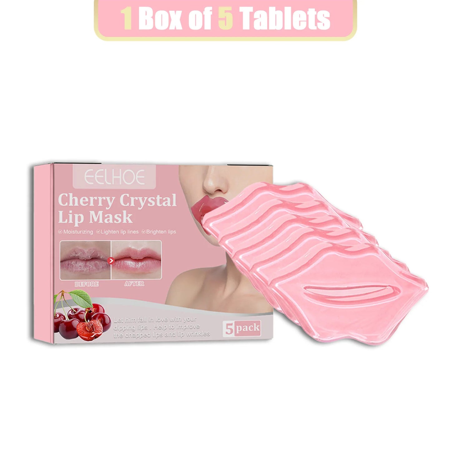 EELHOE Collagen Cherry Lip Mask Nourishing Repair Lips Plumper Lighten Lines Firming Moisturizing Anti-dryness Labial Gel Patch